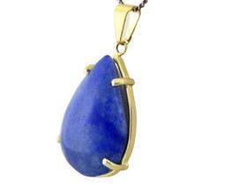 Colar Extra Gota Pedra Quartzo Azul Montagem Garra Dourado Colar Extra Gota Pedra Quartzo Azul Montagem Garra Dourado