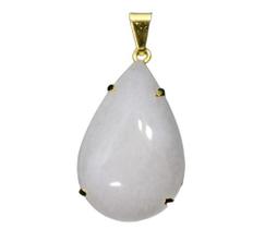 Colar Extra Gota Quartzo Leitoso Natural Garra Dourado