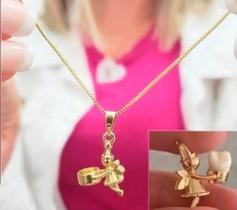 Colar Fada do Dente Semijoia Banhado em Ouro 18k Adulto Colar Fada do Dente Semijoia Banhado em Ouro 18k Adulto