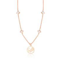Colar Faith com Zircônias, Revestido em Ouro Rosê