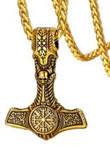 Colar FaithHeart Gold Mjolnir com pingente Norse Viking em aço inoxidável