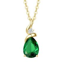 Colar FANCIME Pingente de Esmeralda Criada em Ouro Amarelo 14K Colar FANCIME Pingente de Esmeralda Criada em Ouro Amarelo 14K