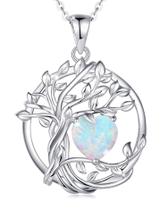 Colar FANCIME Tree of Life em prata esterlina opala de outubro Colar FANCIME Tree of Life em prata esterlina opala de outubro