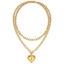 Colar FAUTHENTICUTE Gold Heart Layered 36” para mulheres Colar FAUTHENTICUTE Gold Heart Layered 36” para mulheres
