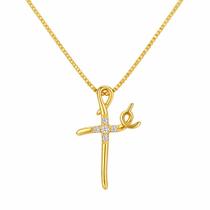 Colar Fé com Micro Zircônia Cristal Banhado a Ouro Colar Fé com Micro Zircônia Cristal Banhado a Ouro