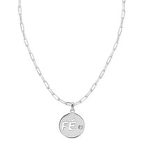 Colar fé zircônia folheado em ródio branco Colar fé zircônia folheado em ródio branco
