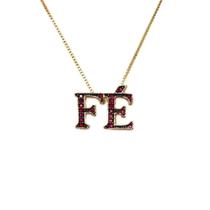 Colar Fé Zircônia Fucsia