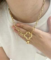 Colar Fecho Flor Trevo - Dourado