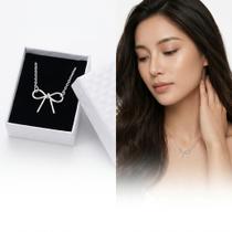 Colar Femenino Pingente Laço Prata 925 de lei Banhado+ Caixa para Presente Luxuosa Perfeito Colar Femenino Pingente Laço Prata 925 de lei Banhado+ Caixa para Presente Luxuosa Perfeito