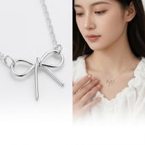 Colar Femenino Pingente Laço Prata 925 de lei Banhado Elegante Diário Colar Femenino Pingente Laço Prata 925 de lei Banhado Elegante Diário