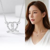 Colar Femenino Pingente Pretzel Laço Prata 925 de lei Banhado Elegante Diário Colar Femenino Pingente Pretzel Laço Prata 925 de lei Banhado Elegante Diário