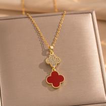 Colar Feminina Choker Trevo Zirconia Festa Presente Delicado Brilhante Refinada