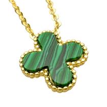 Colar Feminino 45cm Banhado a Ouro 24k Com Pedra Estilo Malaquita