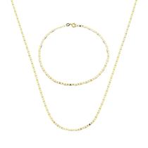 Colar Feminino 45cm Ouro 18k Conjunto Pulseira Piastrine 2mm