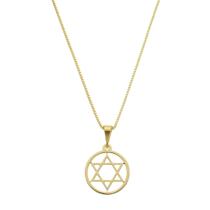 Colar Feminino 45cm Pingente Estrela de Davi Banho de Ouro 18k