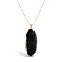 Colar Feminino Ágata Preta - Banhado em Ouro 18k Colar Feminino Ágata Preta - Banhado em Ouro 18k