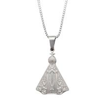 Colar feminino antialérgico nossa senhora prateado inox ns2