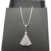 Colar feminino antialérgico nossa senhora prateado inox ns2