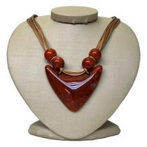 Colar Feminino Artesanal Pedra Marmorizada Elegante