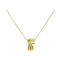 Colar Feminino Banhado a Ouro 18k Com Pingente De Letra Inicial Criativa A-Z Em Formato De