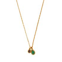 Colar Feminino Banhado a Ouro 18K Semijoia Pingente Gota Dupla 40 cm Ciela