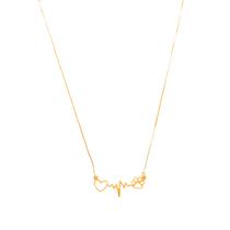 Colar Feminino Banhado a Ouro 18K Semijoia Pingente Pet Pata e Batimento Coração 50 cm Ciela