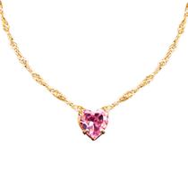 colar feminino banhado aço ouro + pingente rosa strass coração delicado presente qualidade premium