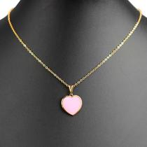 colar feminino banhado dourado ouro + pingente coração rosa delicado qualidade premium presente moda