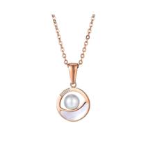 Colar Feminino Banho Ouro Rosê Pingente Pérola Cristal Cz Colar Feminino Banho Ouro Rosê Pingente Pérola Cristal Cz