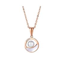 Colar Feminino Banho Ouro Rosê Pingente Pérola Cristal Cz