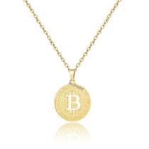 Colar feminino Bitcoin Prosteel cripto moeda digital folheado a ouro gargantilha choker