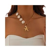 Colar Feminino Boêmio Com Pingente De Concha E Estrela-do-mar, Choker Clássico IngeSight, Joia De