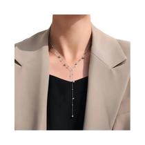 Colar Feminino Boêmio De Aço Inoxidável Com Pingente De Bola Pequena E Corrente Com Borla, À Prova