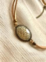 Colar Feminino Boho Camurça Pingente Tendencia Gargantilha