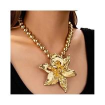 Colar Feminino Boho Com Pingente De Flor E Corrente De Contas, Grande Volume Para Uso Diário, Festas