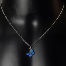 Colar Feminino Borboleta Azul Delicado, Minimalista e Elegante