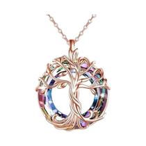 Colar Feminino Celta Com Árvore Da Vida, Círculo De Cristal, Joias, Presentes Para Mãe, Meninas,