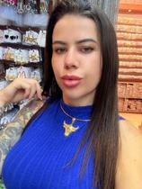 Colar Feminino Choker Aro fio Liso com Pingente Cabeça de Touro Boi folheado ouro Dourado inspiração Moda Tendência
