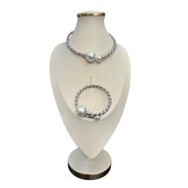 Colar feminino choker banhado dourado prata elegante brincos