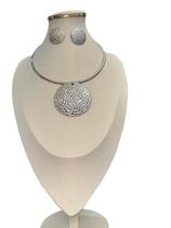 Colar feminino choker banhado dourado prata elegante brincos
