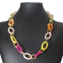 Colar Feminino Choker Corrente Moda Blogueira Várias Cores - colar 0027