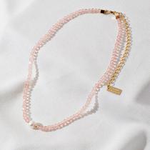 Colar Feminino Choker Cristais Rosa Claro