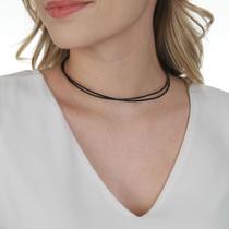 Colar Feminino Choker Duplo De Couro Com Fecho Aço Cirúrgico