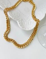 Colar Feminino Choker Gargantilha Corrente Grumet Sem joia Banhado a Ouro 18K Hipoalérgico