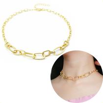 Colar Feminino Choker Gargantilha Elos Semi Joias Ouro 18k Rodio Branco