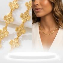Colar Feminino Choker Trevo Banhado a Ouro Acessórios Femininos Tendência Delicada Colar Feminino Choker Trevo Banhado a Ouro Acessórios Femininos Tendência Delicada