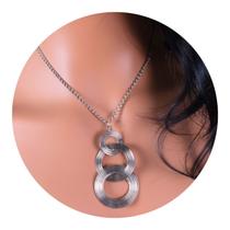 Colar Feminino Círculos Moderno Luxo Mulheres Festas -