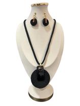 Colar feminino com brinco em corda estilo mandala maxi round