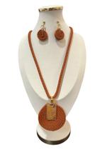 Colar feminino com brinco em corda estilo mandala maxi round