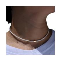 Colar Feminino Com Contas De Concha Natural, Gargantilha De Coração, Aço Inoxidável, Estrela De